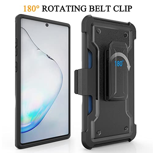 BEYOND CELL Armor Kombo Compatible with Samsung Galaxy Note 10 Plus Case (6.8”), Heavy Duty Protective Shockproof Rugged Phone Case with Belt Clip Holster & Kickstand.