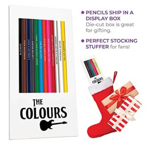 The Colours Colored Pencil Set & Coloring Pages for Fans of the Beatles | Gift Set of 12 Beatles-Inspired Parody Pencils with Clever Foil-Stamped Names Plus 10 Fun Beatles Coloring Pages