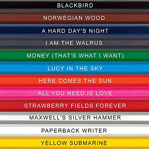 The Colours Colored Pencil Set & Coloring Pages for Fans of the Beatles | Gift Set of 12 Beatles-Inspired Parody Pencils with Clever Foil-Stamped Names Plus 10 Fun Beatles Coloring Pages