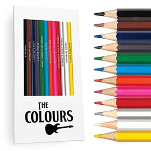 The Colours Colored Pencil Set & Coloring Pages for Fans of the Beatles | Gift Set of 12 Beatles-Inspired Parody Pencils with Clever Foil-Stamped Names Plus 10 Fun Beatles Coloring Pages