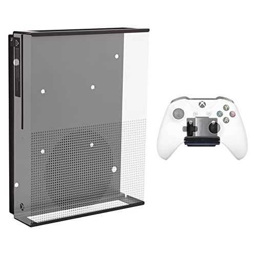 HIDEit Mounts X1S Pro Bundle, Wall Mounts for Xbox One S and Controller, Steel Wall Mount for Xbox One S and One Rubber Dipped Controller Mount