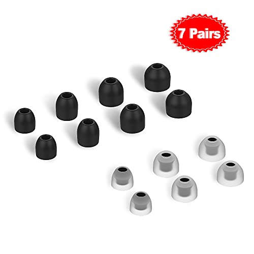 Geiomoo Silicone Earbuds Ear Tips Compatible with Sony WF-1000XM4, Slim Soft Eartips Earpads (L/M/S/SS, Black/Transparent)