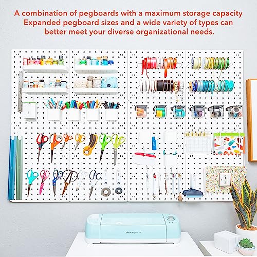 6Pcs Pegboard, Peg Board, Pegboard Wall Organizer, Mount Display Pegboard Kits fit Pegboard Storage, Small Pegboard for Craft Room Garage Kitchen, Peg boards for Walls - White Pegboards Panels