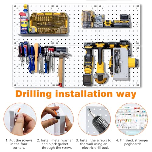 6Pcs Pegboard, Peg Board, Pegboard Wall Organizer, Mount Display Pegboard Kits fit Pegboard Storage, Small Pegboard for Craft Room Garage Kitchen, Peg boards for Walls - White Pegboards Panels