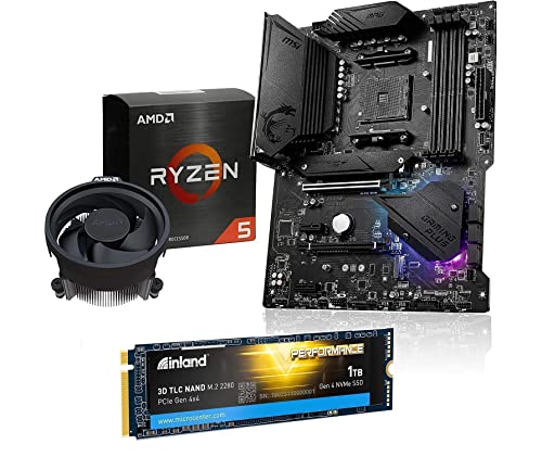 INLAND Performance 1TB NVMe 4.0 M.2 2280 NVMe SSD +AMD Ryzen 5 5600X Desktop Processor Bundle with MSI MPG B550 Gaming Plus ATX Gaming Motherboard