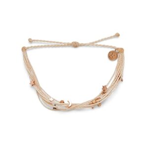 pura vida rose gold celestial beads malibu bracelet - 100% waterproof, adjustable band, brand charm - vanilla