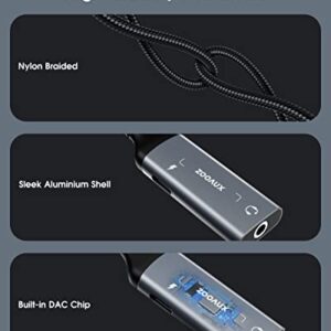 ZOOAUX [New Version] USB Type C to 3.5mm Audio Adapter and Charger,2 in 1 USB C to Aux Audio Jack Splitter Hi-Res DAC and Fast Charging Dongle for Galaxy S22/S21/S20 Note 20,iPad Pro,Pixel 3/4 XL