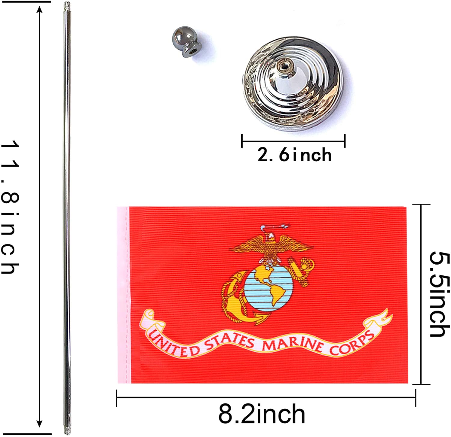 WXTWK 2 Pack American USA Marine Corps USMC Desk Flag Small Mini US Military Table Flags With Stand Base,United States Army Festival Events Celebration Decorations