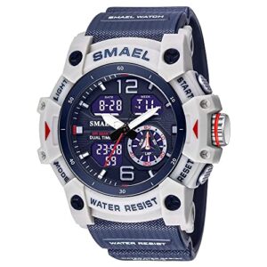 smael men's watches military outdoor waterproof sports wrist watch date multi function led alarm stopwatch, digital watches for mens