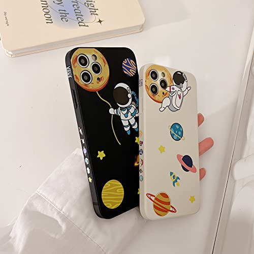 Yonds Queen for iPhone 13 mini Cute Case, Cartoon Astronaut Space Planet Design Stylish Bumper Cover Soft TPU Rubber Protective Anti-Slip Shockproof Case(iPhone 13 mini, Black Moon)