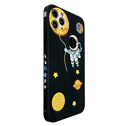 Yonds Queen for iPhone 13 mini Cute Case, Cartoon Astronaut Space Planet Design Stylish Bumper Cover Soft TPU Rubber Protective Anti-Slip Shockproof Case(iPhone 13 mini, Black Moon)