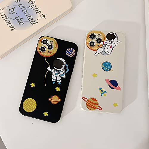 Yonds Queen for iPhone 13 mini Cute Case, Cartoon Astronaut Space Planet Design Stylish Bumper Cover Soft TPU Rubber Protective Anti-Slip Shockproof Case(iPhone 13 mini, Black Moon)