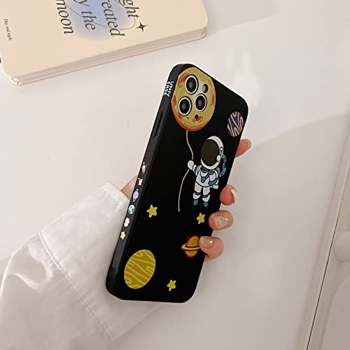 Yonds Queen for iPhone 13 mini Cute Case, Cartoon Astronaut Space Planet Design Stylish Bumper Cover Soft TPU Rubber Protective Anti-Slip Shockproof Case(iPhone 13 mini, Black Moon)