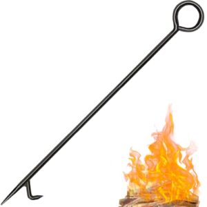 fire poker for fireplace. 40 in heavy duty fireplace poker. wrought iron steel fire pit poker. rust resistant black finish fire poker for fire pit. outdoor and indoor fireplace fire pit tools