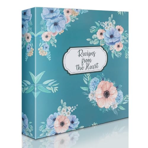 AR Kitchen Recipe Binder – Premium Recipe Organizer for 4 x 6-inch Cards – Anti-Tear Recipe Card Book Holder with 50 Cards - 25pcs Plastic Pockets Included – Elegant Floral Cover