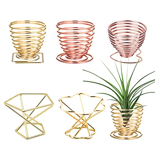 Suerry Air Plant Holder Airplant Stand, 6 Style Tillandsia Container Stainless Steel Air Plant Stand for Living Decor Office Gift Idea(6Pcs), silver