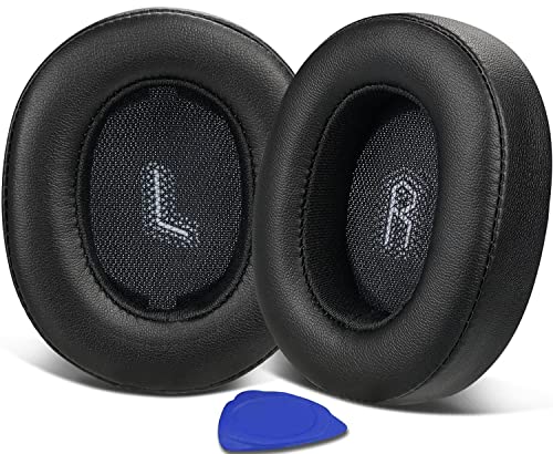 SOULWIT Replacement Earpads for JBL E55BT(E55 BT) Over-Ear Wireless Headphones, Ear Pads Cushions with Softer Protein Leather, Noise Isolation Foam-Black