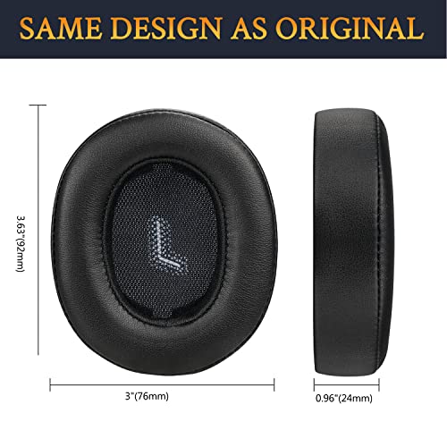 SOULWIT Replacement Earpads for JBL E55BT(E55 BT) Over-Ear Wireless Headphones, Ear Pads Cushions with Softer Protein Leather, Noise Isolation Foam-Black