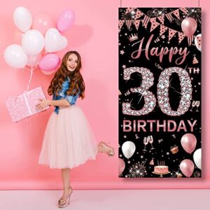 30th Birthday Decoration Door Banner, Rose Gold Happy 30th Birthday Decorations for Women, Door Cover Sign Poster Decoration, Dirty 30 Birthday Party Decoration Backdrop for Her 6.1ft x 3ft Fabric PHXEY