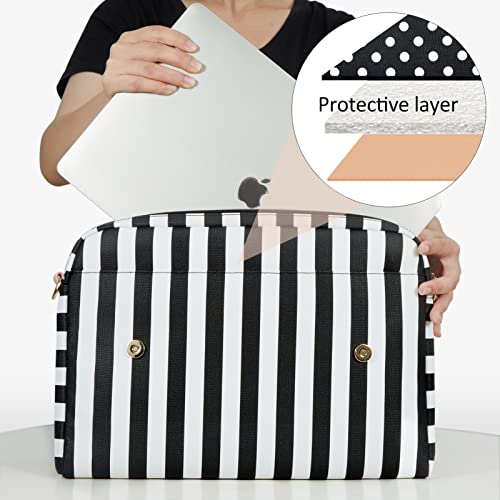 ECOSUSI Laptop Bag for 13-15 inch Notebook Compatible with MacBook Air/Pro M1 M2, Leather Slim Laptop Case Briefcase Computer Protective Sleeve