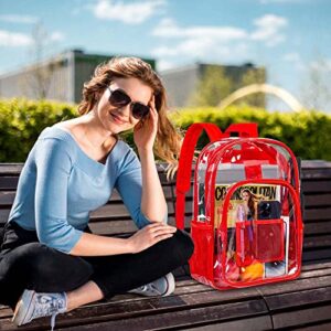 gxtvo Clear Backpack, Heavy Duty Transparent Bookbag, See Through Backpacks for Women Men - Red