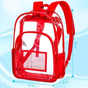 gxtvo Clear Backpack, Heavy Duty Transparent Bookbag, See Through Backpacks for Women Men - Red