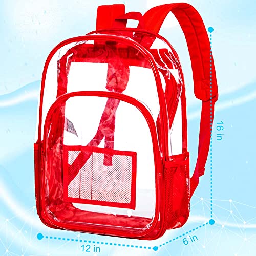 gxtvo Clear Backpack, Heavy Duty Transparent Bookbag, See Through Backpacks for Women Men - Red