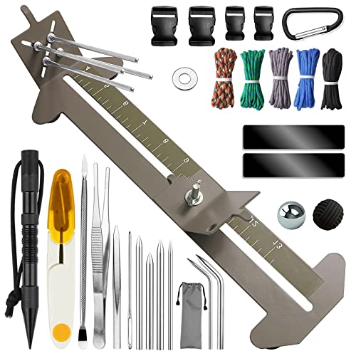 Adoture Direct Paracord Bracelets Jig Kit Professional Paracord Jig and Tools DIY Knot Kit with Paracord Needle Set ​and Random Colors Paracords (Khaki)