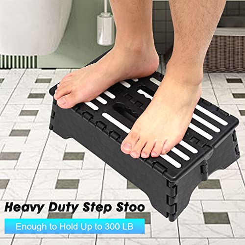 Folding Step Stool 5 Inch, Portable Step Stool for Adults with Handle, Foldable Stepstool for Kids Elderly, Suitable for Kitchen, Bathroom, Toilet RV, Black