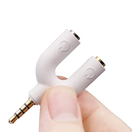 (2 Pack) Headset Splitter 3.5mm Jack, Headphone and Mic Y Splitter, Dual Headphone Jack Adapter, Double Headset Adapter, TRRS 4 pins Audio Jack.