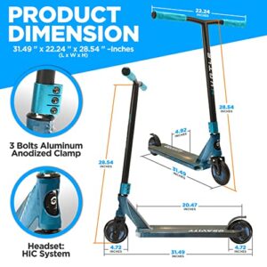 Lightweight Kick Stunt Scooter - Lab Tested Safety Certified Street Freestyle Trick Scooter w/Alloy Deck, High Impact Wheels, ABEC-9 Bearing, HIC System - for Kids & Teens (Gravity in Aliens)