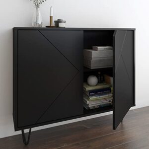 nexera, black 132206 slim 2-door storage cabinet