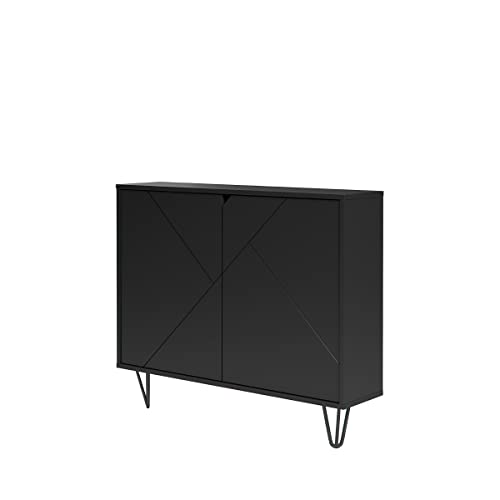 Nexera, Black 132206 Slim 2-Door Storage Cabinet