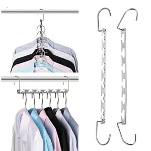 2pcs magic stacking wardrobe hanger clothes multi use folding metal drying rack hanging chain to save and organize closet space organizer bedroom drying hanger