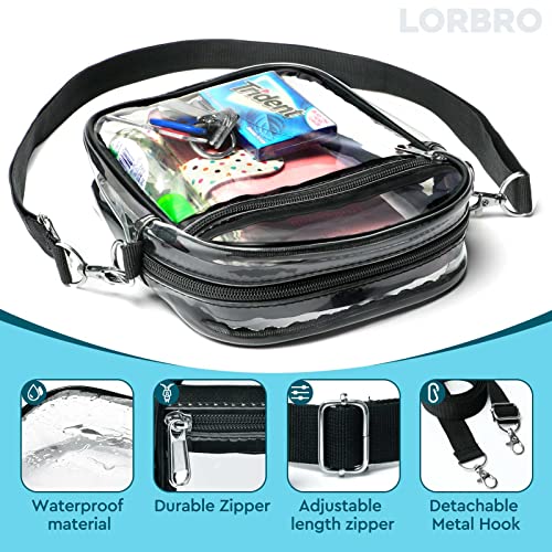 Lorbro Clear Bag Stadium Approved, Clear Crossbody Bag with Front Pocket, Adjustable Straps Shoulder Bags Clear Purses for Women Sporting Events, Concerts, Festivals (Clear, L)