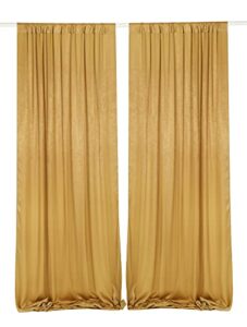 sherway 2 panels 4.8 feet x 10 feet deep gold thick satin wedding backdrop drapes, non-transparent window curtains for party ceremony stage decoration