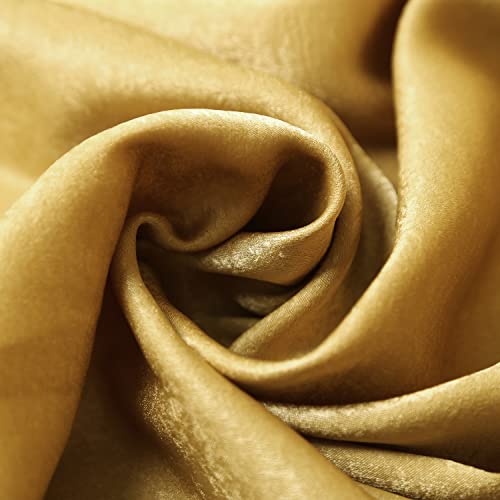 SHERWAY 2 Panels 4.8 Feet x 10 Feet Deep Gold Thick Satin Wedding Backdrop Drapes, Non-Transparent Window Curtains for Party Ceremony Stage Decoration