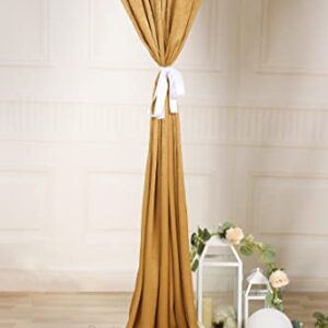 SHERWAY 2 Panels 4.8 Feet x 10 Feet Deep Gold Thick Satin Wedding Backdrop Drapes, Non-Transparent Window Curtains for Party Ceremony Stage Decoration