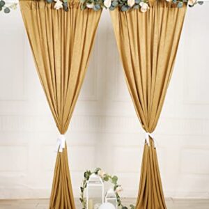 SHERWAY 2 Panels 4.8 Feet x 10 Feet Deep Gold Thick Satin Wedding Backdrop Drapes, Non-Transparent Window Curtains for Party Ceremony Stage Decoration