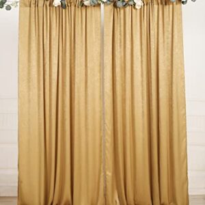 SHERWAY 2 Panels 4.8 Feet x 10 Feet Deep Gold Thick Satin Wedding Backdrop Drapes, Non-Transparent Window Curtains for Party Ceremony Stage Decoration