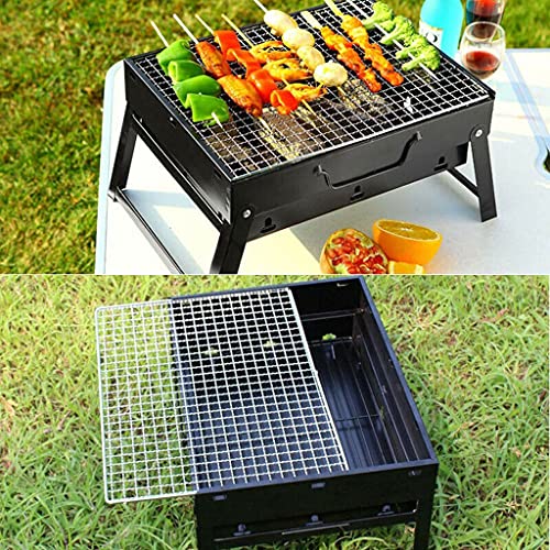 HUANMING Barbecue Outdoor Folding Campfire Grill, Camping Fire Pit, Stainless Steel Small Barbecue Stove Charcoal BBQ Grill Patio Camping Picnic Burner Portable barbecues (Color : Black)