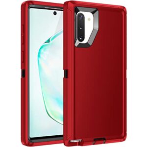 mieziba for galaxy note 10 plus case,shockproof dropproof dustproof,3-layer full body protection heavy duty high impact hard cover case for galaxy note 10 plus 6.8 inch(2019 release),red/black