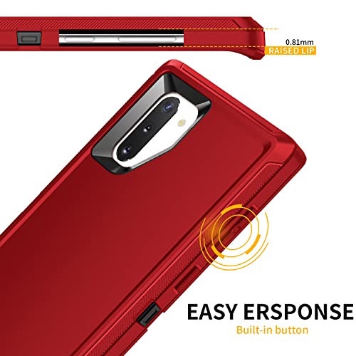 Mieziba for Galaxy Note 10 Plus Case,Shockproof Dropproof Dustproof,3-Layer Full Body Protection Heavy Duty High Impact Hard Cover Case for Galaxy Note 10 Plus 6.8 inch(2019 Release),Red/Black