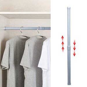 18 to 26 inch adjustable closet rod, oval closet rod wall mounted hanging rod for closet, premium aluminum alloy closet pole grey closet bar with socket set for wardrobes, no rust, with end supports
