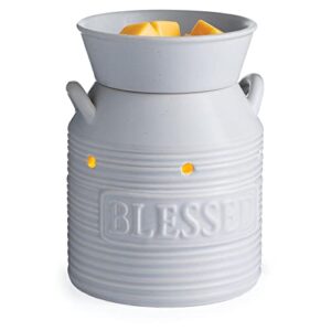 candle warmers etc. illumination fragrance warmer- light-up warmer for warming scented candle wax melts and tarts or to freshen room, grey blessed milkjug