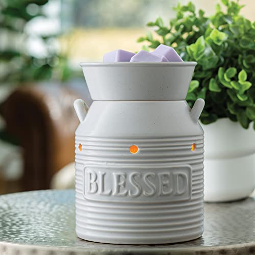 CANDLE WARMERS ETC. Illumination Fragrance Warmer- Light-Up Warmer for Warming Scented Candle Wax Melts and Tarts or to Freshen Room, Grey Blessed Milkjug