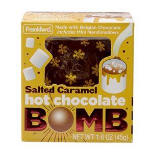 frankford salted caramel hot chocolate bomb, individually wrapped, melting milk chocolate ball with mini marshmallows inside, net weight 1.6 oz, easter basket stuffers for kids girls boys teens adults
