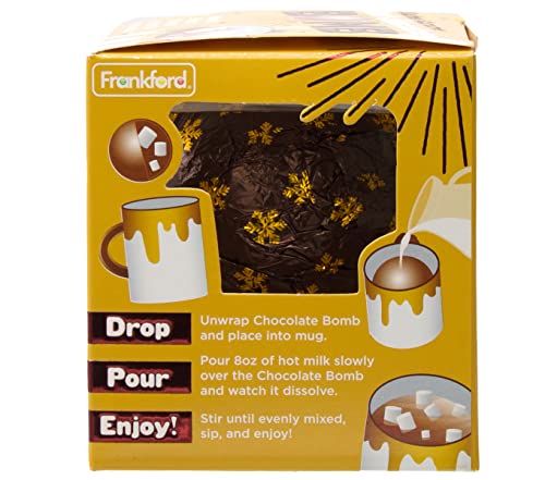 Frankford Salted Caramel Hot Chocolate BOMB, Individually wrapped, Melting Milk Chocolate Ball with mini Marshmallows Inside, Net weight 1.6 oz, Easter Basket Stuffers for Kids Girls Boys Teens Adults