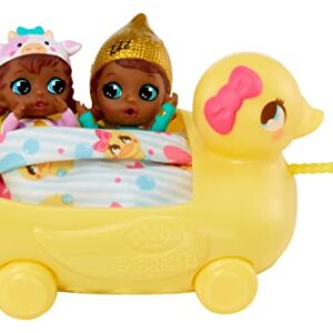 Baby Born Mini Babies Playset – Unwrap Surprise Twins or Triplets Collectible Baby Dolls with Soft Swaddle, Blanket, Ducky Pull Toy Series 3 Multicolor