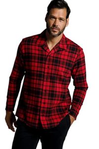 jp 1880 menswear big & tall plus size l-8xl check print flannel pajama top burgundy red xxxx-large 796639540